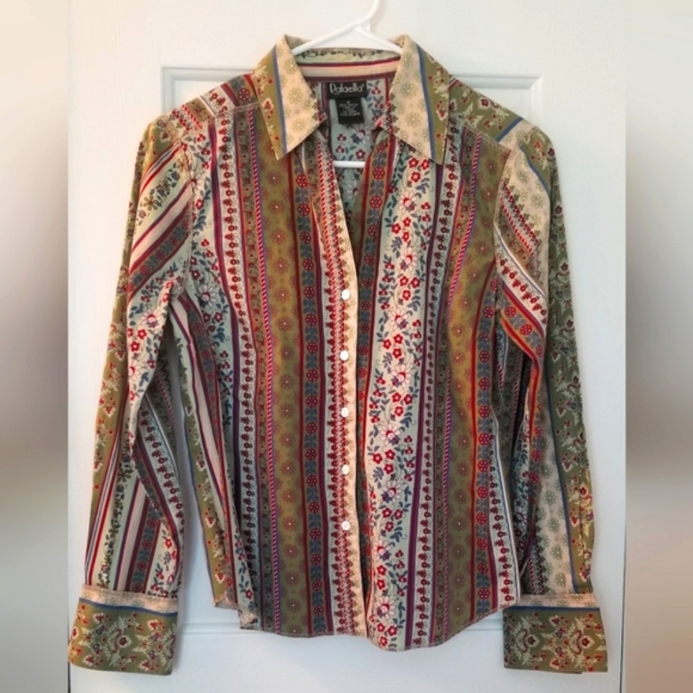 Women's Colorful Patterned Button Down Shirt